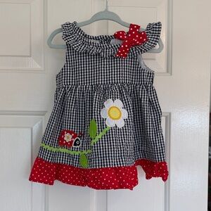 Rare Editions Black & White Gingham Dress with Red Accents